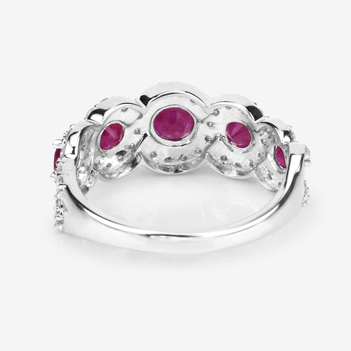 1.99 Carat Genuine Ruby and White Diamond 14K White Gold Ring by Bids.com