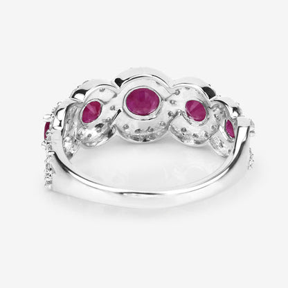 1.99 Carat Genuine Ruby and White Diamond 14K White Gold Ring by Bids.com