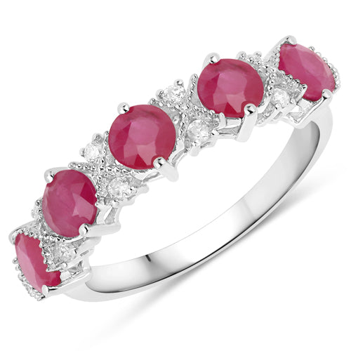 1.61 Carat Genuine Ruby and White Diamond 14K White Gold Ring by Bids.com