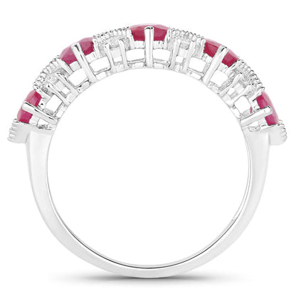 1.61 Carat Genuine Ruby and White Diamond 14K White Gold Ring by Bids.com