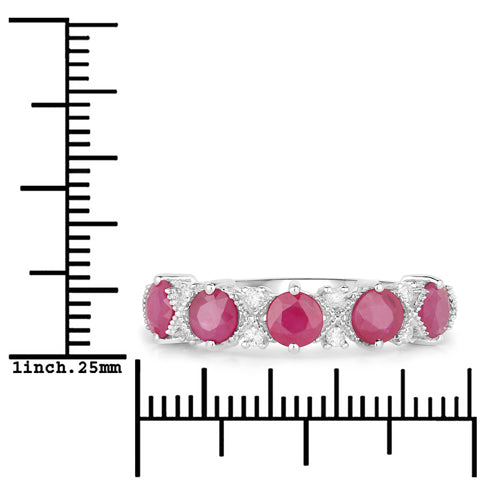1.61 Carat Genuine Ruby and White Diamond 14K White Gold Ring by Bids.com