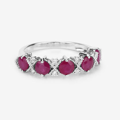 1.61 Carat Genuine Ruby and White Diamond 14K White Gold Ring by Bids.com
