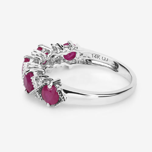 1.61 Carat Genuine Ruby and White Diamond 14K White Gold Ring by Bids.com