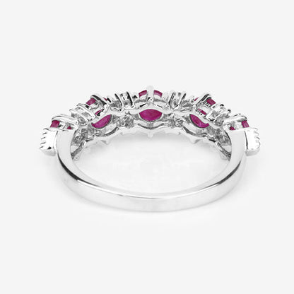 1.61 Carat Genuine Ruby and White Diamond 14K White Gold Ring by Bids.com