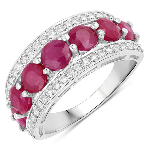 3.24 Carat Genuine Ruby and White Diamond 14K White Gold Ring by Bids.com
