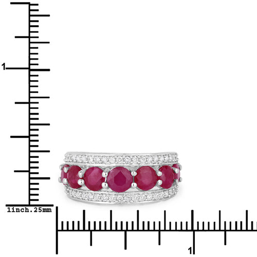 3.24 Carat Genuine Ruby and White Diamond 14K White Gold Ring by Bids.com