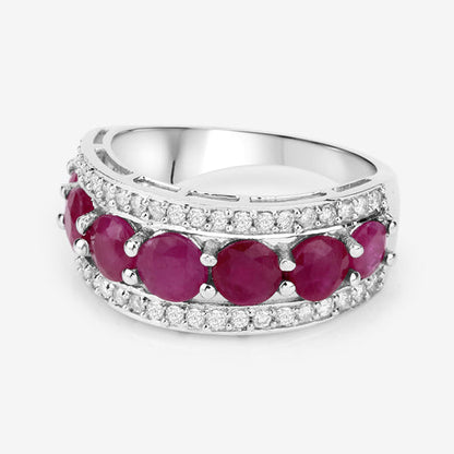 3.24 Carat Genuine Ruby and White Diamond 14K White Gold Ring by Bids.com