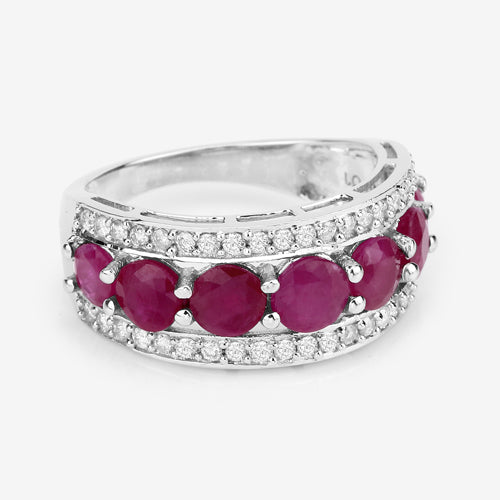 3.24 Carat Genuine Ruby and White Diamond 14K White Gold Ring by Bids.com