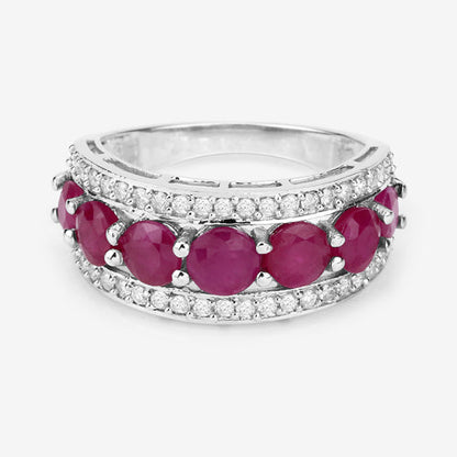 3.24 Carat Genuine Ruby and White Diamond 14K White Gold Ring by Bids.com