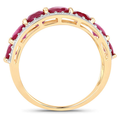 3.24 Carat Genuine Ruby and White Diamond 14K Yellow Gold Ring by Bids.com