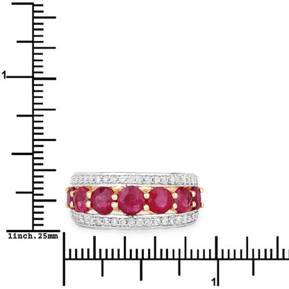 3.24 Carat Genuine Ruby and White Diamond 14K Yellow Gold Ring by Bids.com