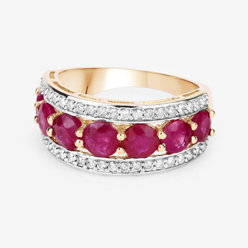 3.24 Carat Genuine Ruby and White Diamond 14K Yellow Gold Ring by Bids.com