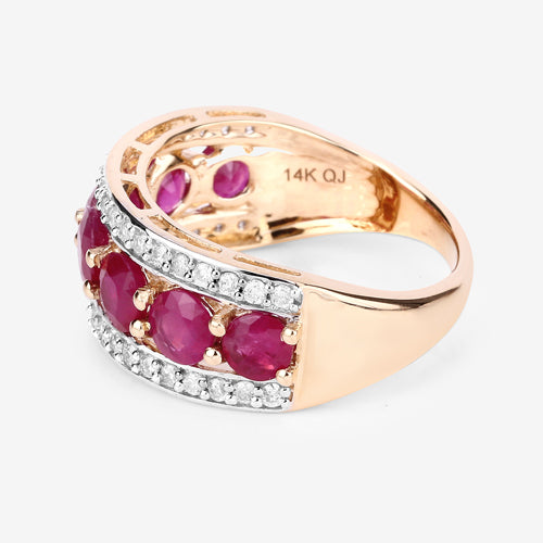 3.24 Carat Genuine Ruby and White Diamond 14K Yellow Gold Ring by Bids.com