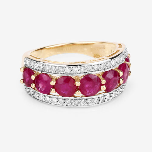 3.24 Carat Genuine Ruby and White Diamond 14K Yellow Gold Ring by Bids.com