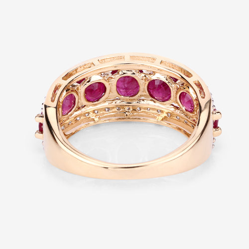 3.24 Carat Genuine Ruby and White Diamond 14K Yellow Gold Ring by Bids.com