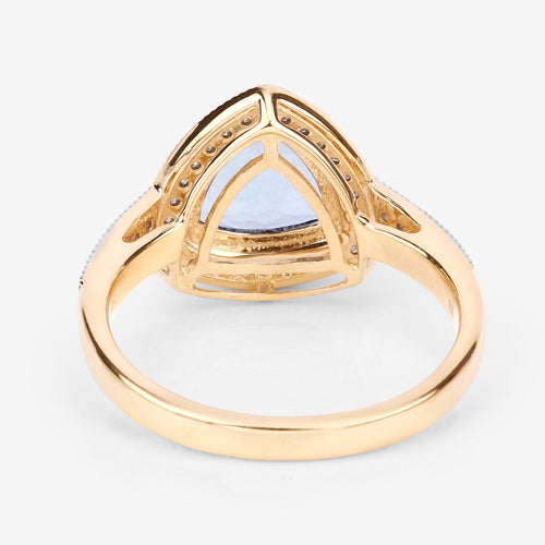 1.58 Carat Genuine Aquamarine and White Diamond 14K Yellow Gold Ring by Bids.com