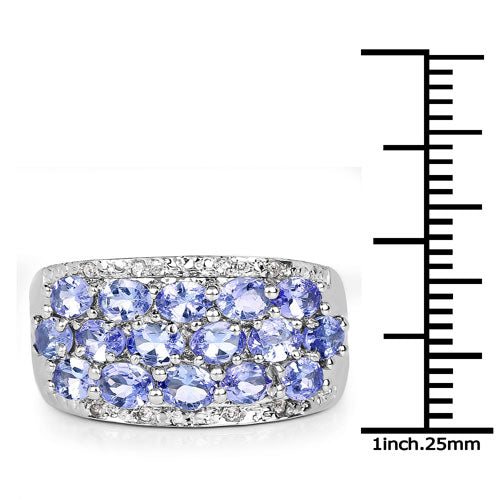 2.76 Carat Genuine Tanzanite and White Topaz .925 Sterling Silver Ring by Bids.com