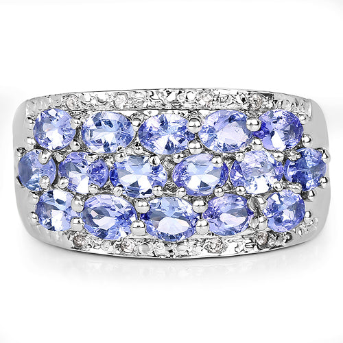2.76 Carat Genuine Tanzanite and White Topaz .925 Sterling Silver Ring by Bids.com