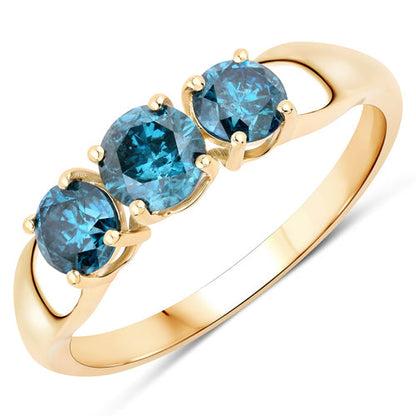 1.03 Carat Genuine Blue Diamond 14K Yellow Gold Ring by Bids.com