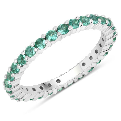 1.02 Carat Genuine Zambian Emerald 14K White Gold Ring  DestGlow