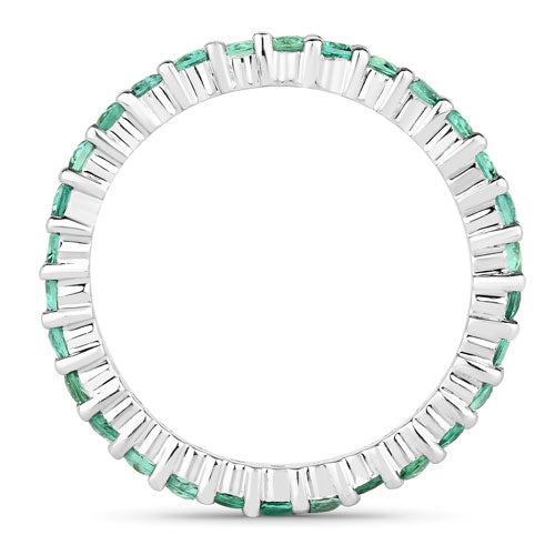 1.02 Carat Genuine Zambian Emerald 14K White Gold Ring  DestGlow