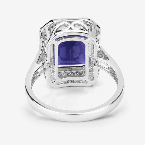 3.70 Carat Genuine Iolite and White Diamond 14K White Gold Ring by Bids.com