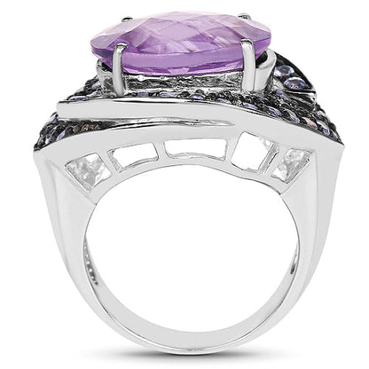 5.95 Carat Genuine Amethyst and Tanzanite .925 Sterling Silver Ring by Bids.com