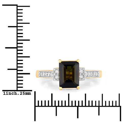 1.73 Carat Genuine Green Tourmaline and White Diamond 14K Yellow Gold Ring by Bids.com