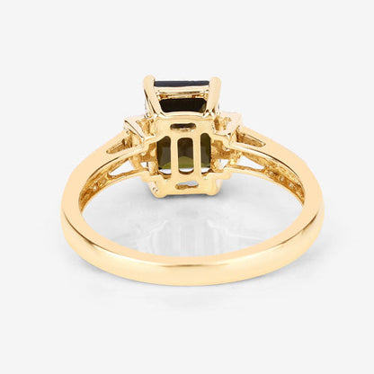 1.73 Carat Genuine Green Tourmaline and White Diamond 14K Yellow Gold Ring by Bids.com
