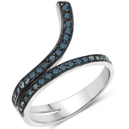 0.46 Carat Genuine Blue Diamond .925 Sterling Silver Ring by Bids.com