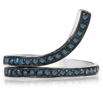 0.46 Carat Genuine Blue Diamond .925 Sterling Silver Ring by Bids.com