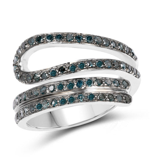 0.83 Carat Genuine Blue Diamond .925 Sterling Silver Ring by Bids.com