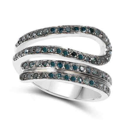 0.83 Carat Genuine Blue Diamond .925 Sterling Silver Ring by Bids.com