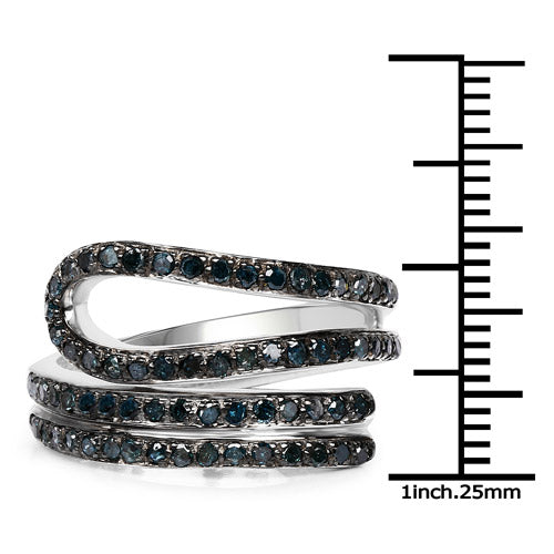 0.83 Carat Genuine Blue Diamond .925 Sterling Silver Ring by Bids.com