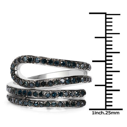 0.83 Carat Genuine Blue Diamond .925 Sterling Silver Ring by Bids.com