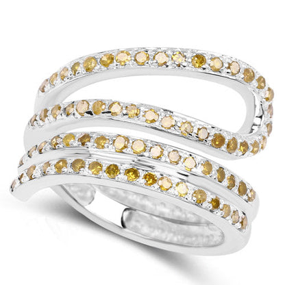 0.83 Carat Genuine Yellow Diamond .925 Sterling Silver Ring  DestGlow
