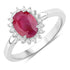1.58 Carat Genuine Ruby and White Diamond 10K White Gold Ring by Bids.com