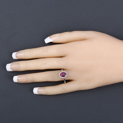 1.58 Carat Genuine Ruby and White Diamond 10K White Gold Ring by Bids.com