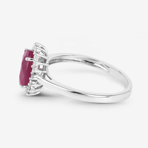 1.58 Carat Genuine Ruby and White Diamond 10K White Gold Ring by Bids.com