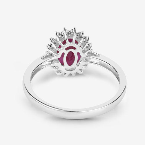 1.58 Carat Genuine Ruby and White Diamond 10K White Gold Ring by Bids.com