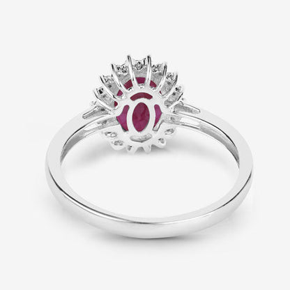 1.58 Carat Genuine Ruby and White Diamond 10K White Gold Ring by Bids.com