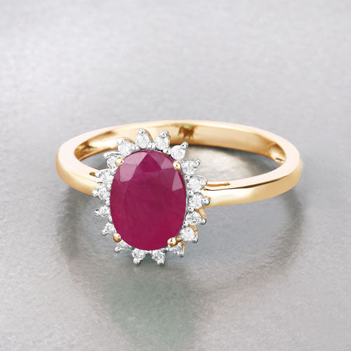 1.58 Carat Genuine Ruby and White Diamond 10K Yellow Gold Ring by Bids.com