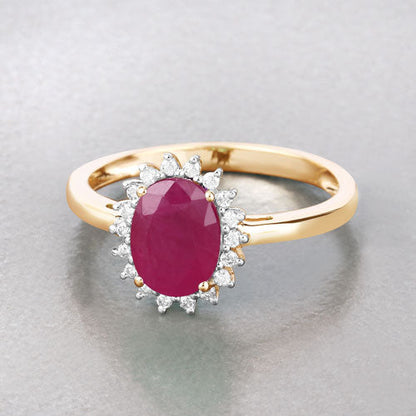 1.58 Carat Genuine Ruby and White Diamond 10K Yellow Gold Ring by Bids.com