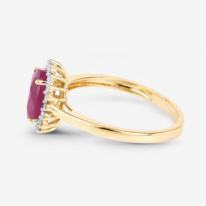 1.58 Carat Genuine Ruby and White Diamond 10K Yellow Gold Ring by Bids.com