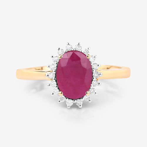 1.58 Carat Genuine Ruby and White Diamond 10K Yellow Gold Ring by Bids.com