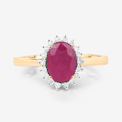 1.58 Carat Genuine Ruby and White Diamond 10K Yellow Gold Ring by Bids.com