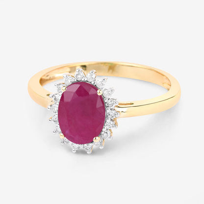 1.58 Carat Genuine Ruby and White Diamond 10K Yellow Gold Ring by Bids.com