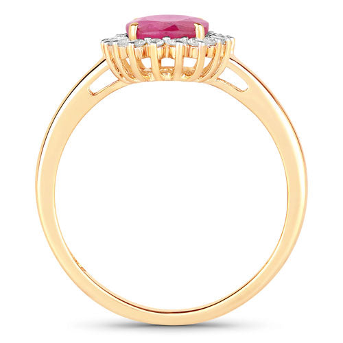 1.58 Carat Genuine Ruby and White Diamond 10K Yellow Gold Ring by Bids.com