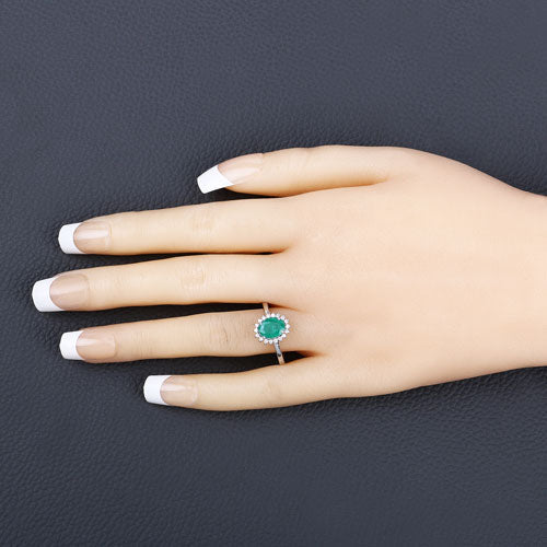 1.34 Carat Genuine Zambian Emerald and White Diamond 10K White Gold Ring by Bids.com