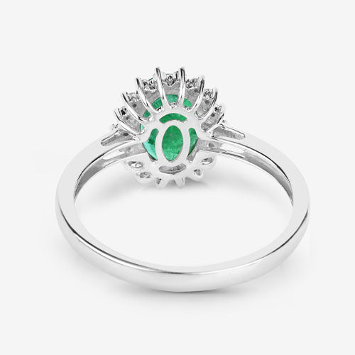 1.34 Carat Genuine Zambian Emerald and White Diamond 10K White Gold Ring by Bids.com
